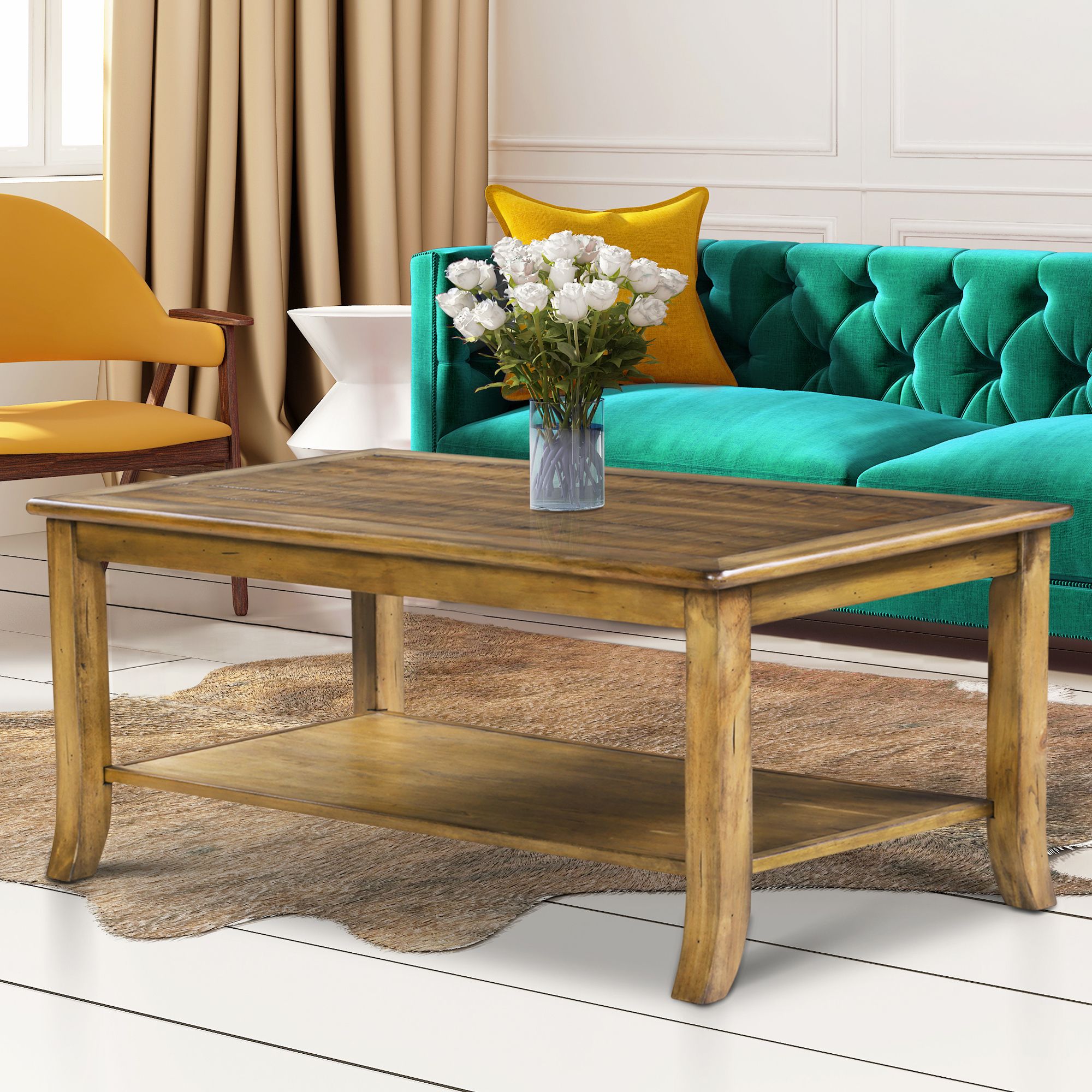 Granrest Cocktail Coffee Table, Rustic Maple Brown With Fashionable Rustic Oak And Black Coffee Tables (Gallery 1 of 20)