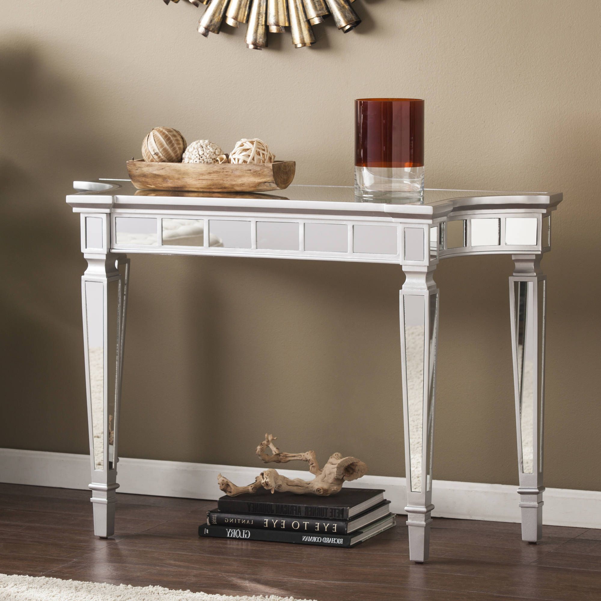 Grevale Glam Mirrored Console Table, Matte Silverember Throughout Popular Mirrored And Silver Cocktail Tables (View 4 of 20)