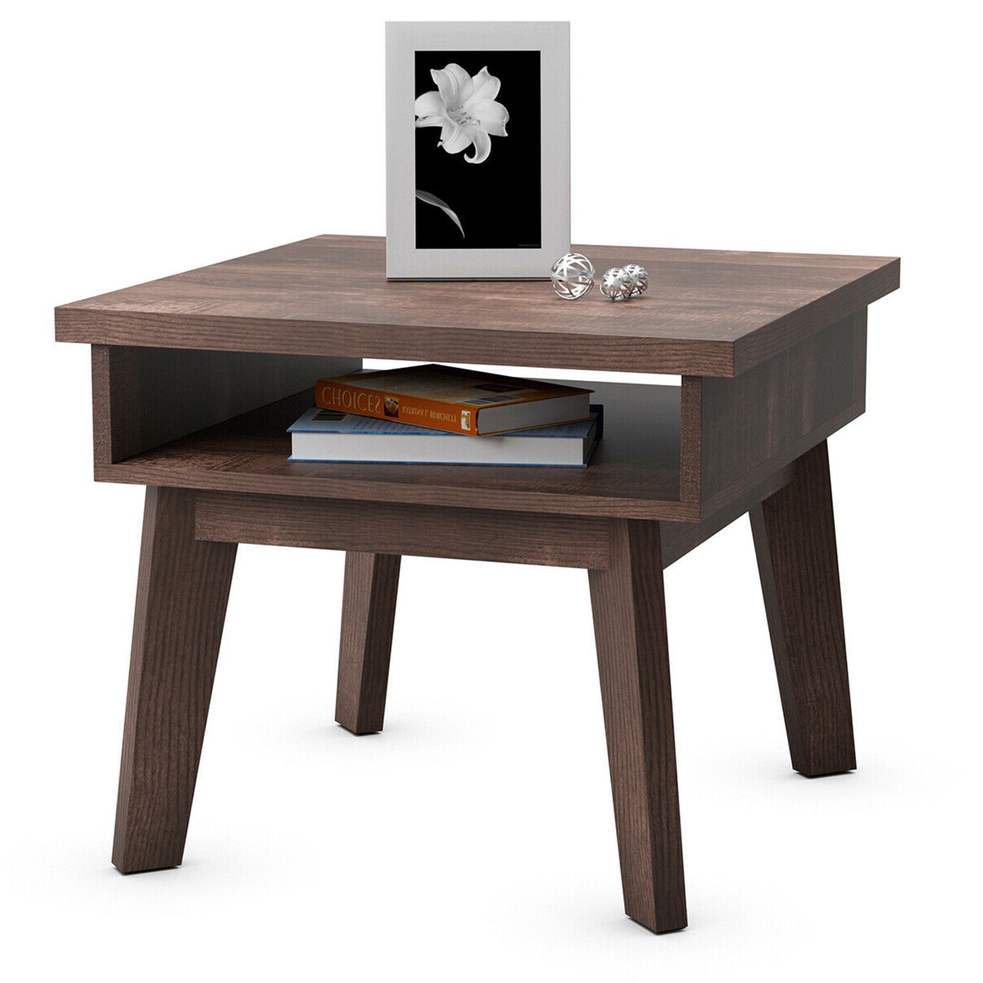 Gymax 2 Tier Nightstand Space Saving Side Sofa End Table W Inside Famous Open Storage Coffee Tables (Gallery 6 of 20)