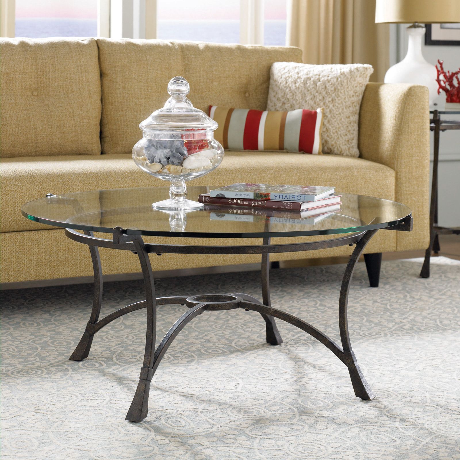 Hammary Sutton Round Glass Top Coffee Table At Hayneedle With Fashionable Glass And Pewter Oval Coffee Tables (Gallery 1 of 20)