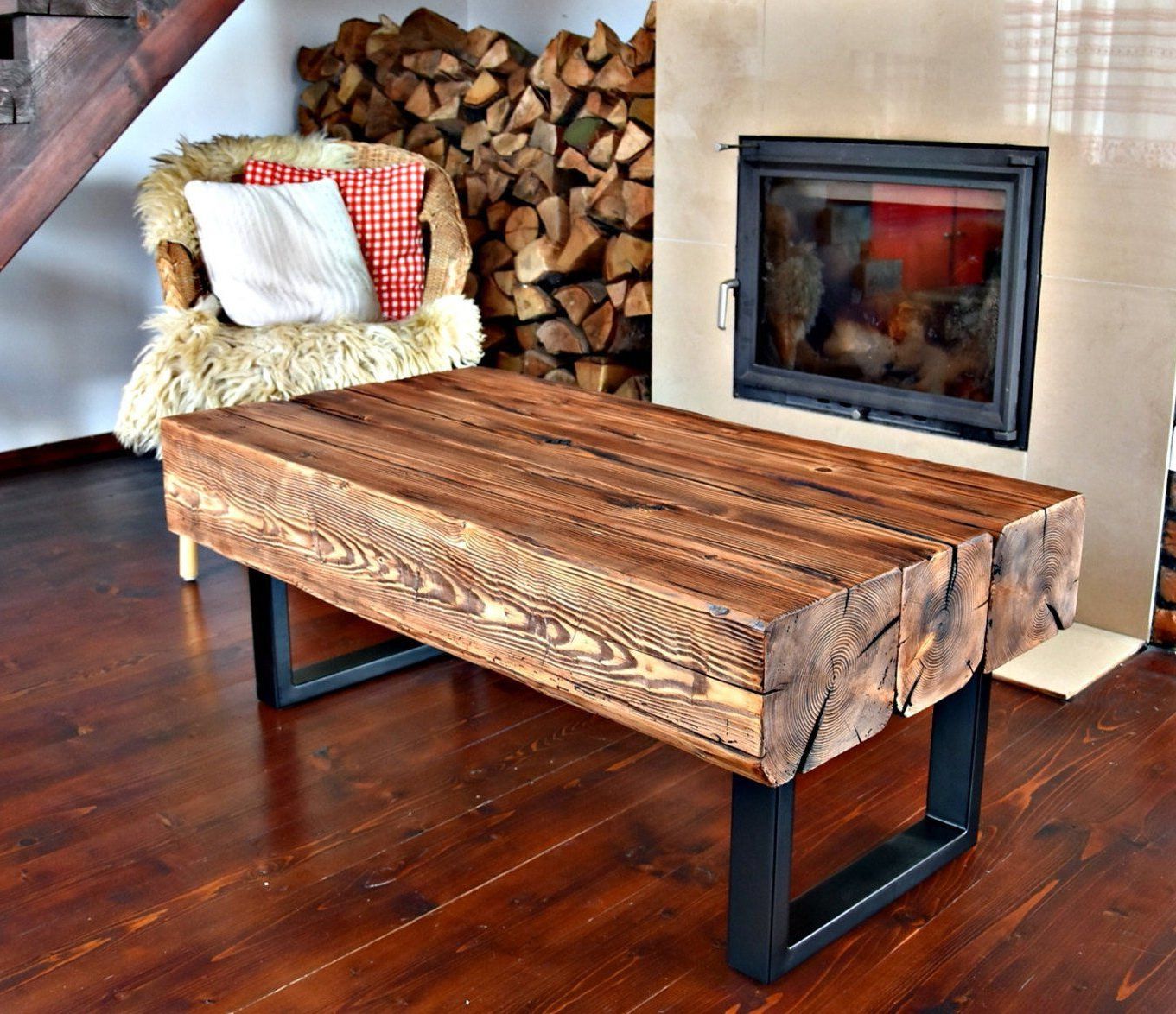 Handmade Reclaimed Wood & Steel Coffee Table Vintage For Most Recently Released Brown Wood And Steel Plate Coffee Tables (Gallery 2 of 20)