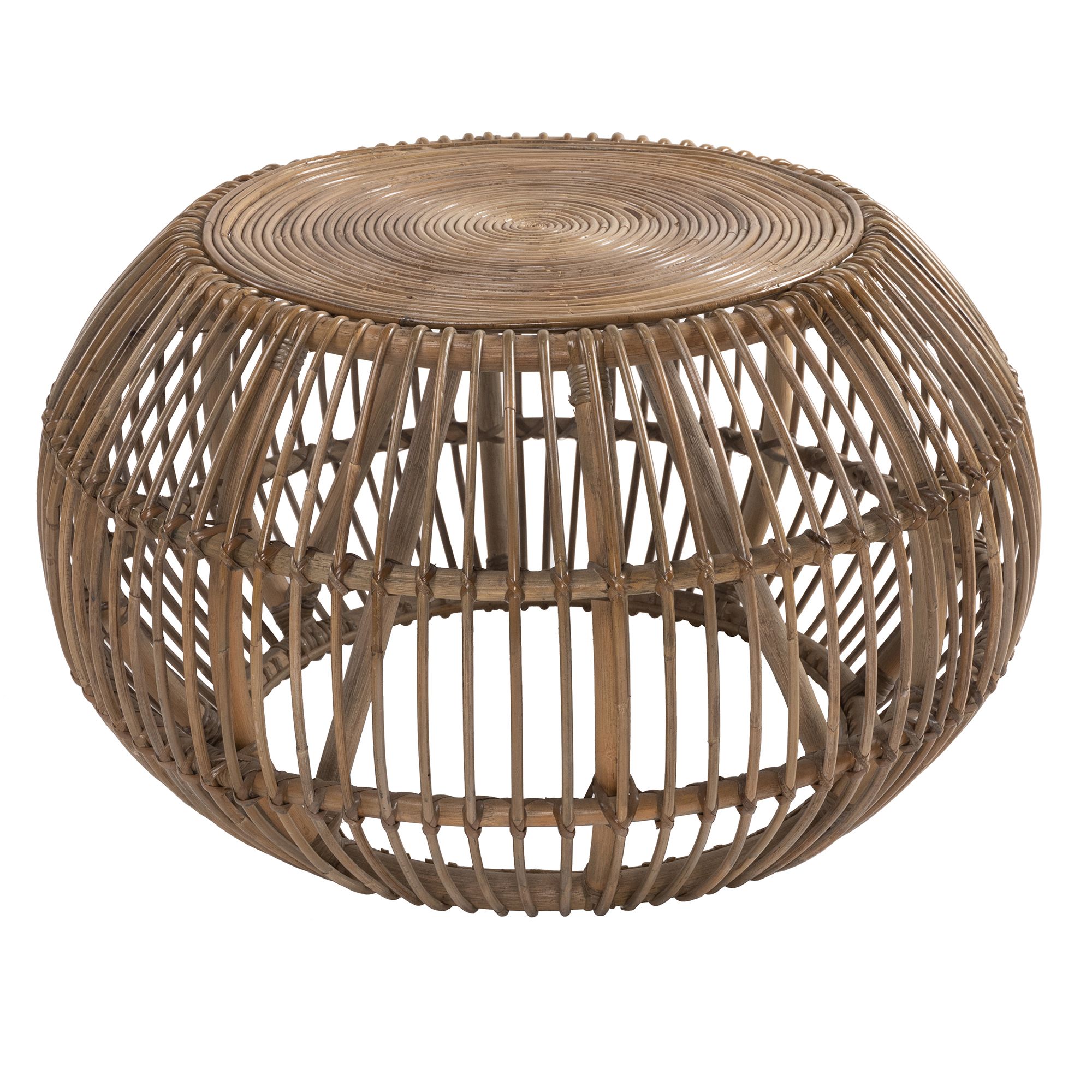 Handwoven Round Rattan Coffee Table With Concentric Circle Intended For 2019 Wicker Coffee Tables (Gallery 1 of 20)
