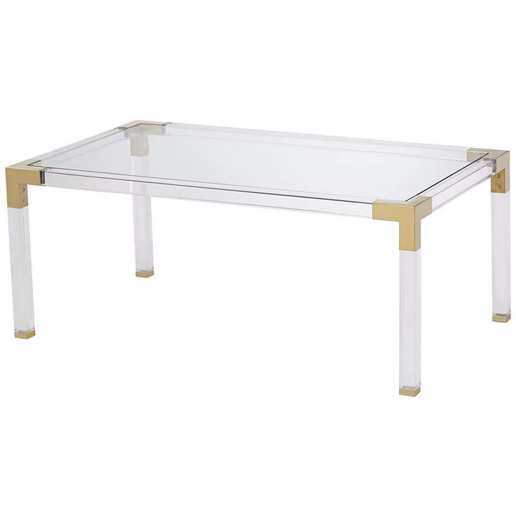 Hanna 42" Wide Rectangular Clear Acrylic Coffee Table With 2020 Gold And Clear Acrylic Side Tables (View 17 of 20)