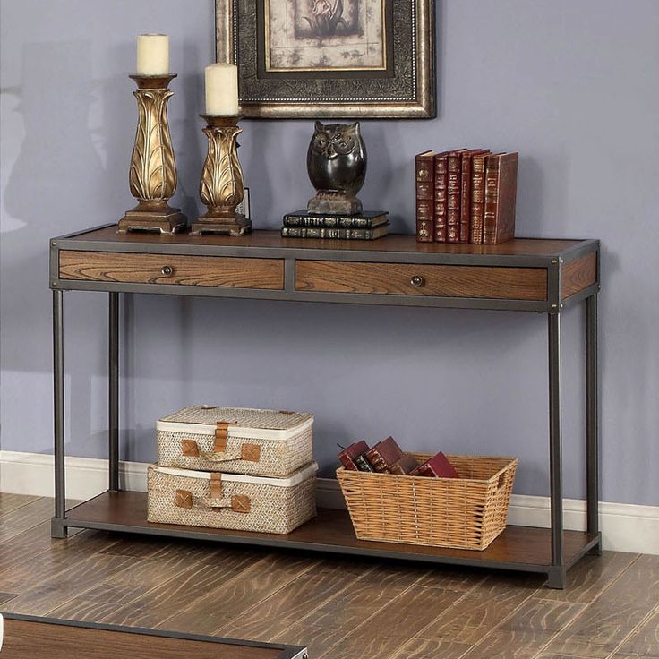 Hecura Antique Oak Finish Console Table (View 13 of 20)