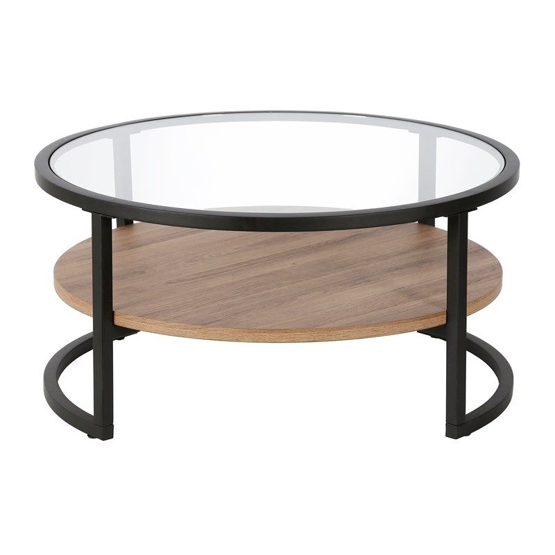 Henn&hart Black And Bronze Round Metal Coffee Table With Within Well Liked Metal And Oak Coffee Tables (View 16 of 20)