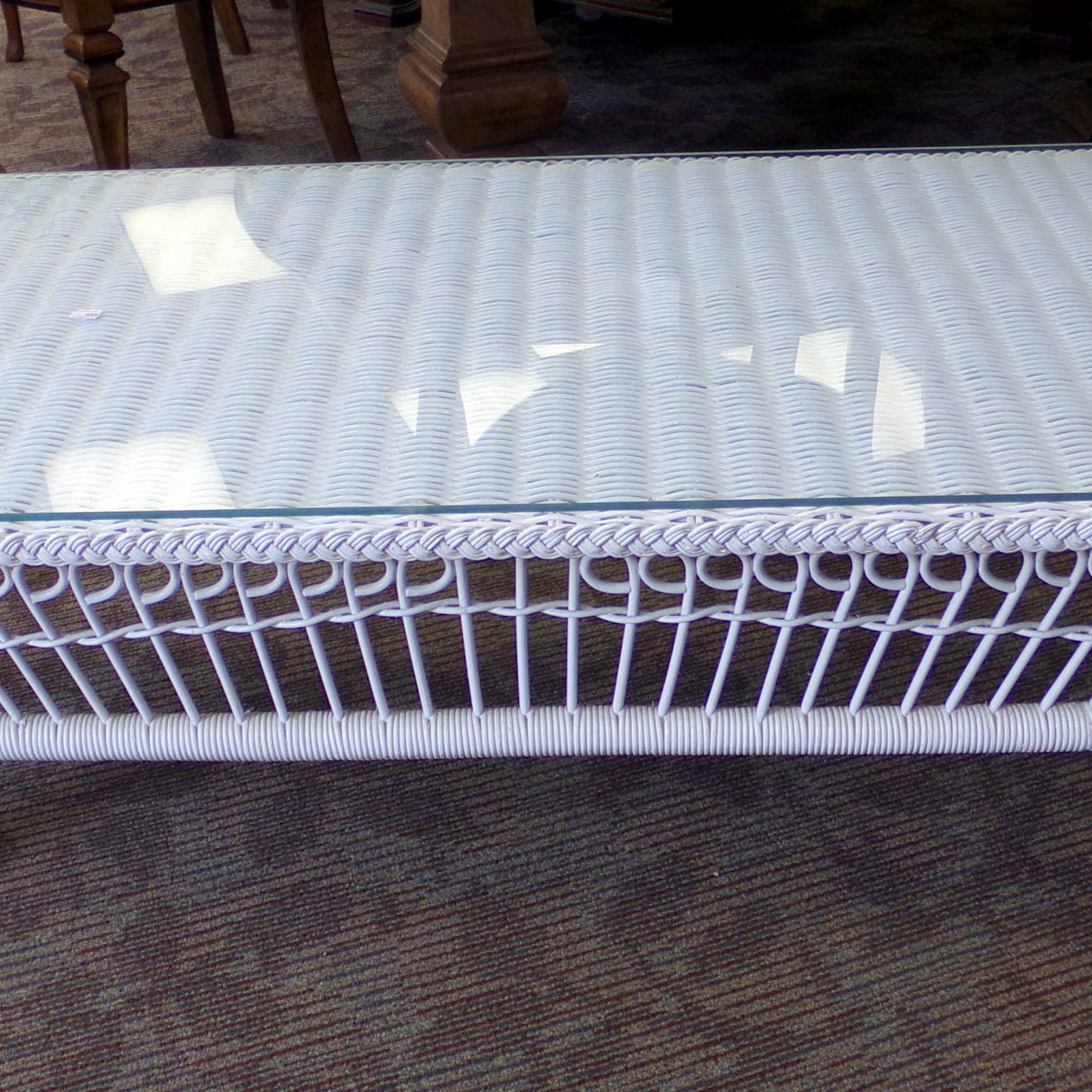 Henry Link White Wicker Glass Top Coffee Table (View 15 of 20)