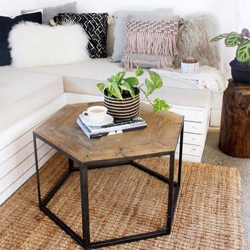 Hex Shape Coffee Table In Wood And Iron. This Is The Within Trendy L Shaped Coffee Tables (Gallery 15 of 20)