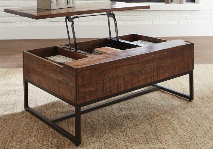 Hirvanton Warm Brown Rectangular Lift Top Cocktail Table With Current Warm Pecan Coffee Tables (Gallery 6 of 20)