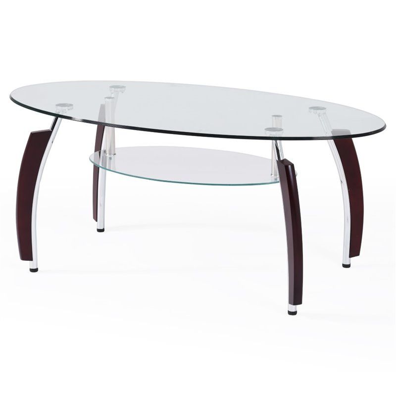 Hodedah Tempered Oval Glass Coffee Table In Clear – Hict34 Intended For Newest Clear Coffee Tables (View 12 of 20)