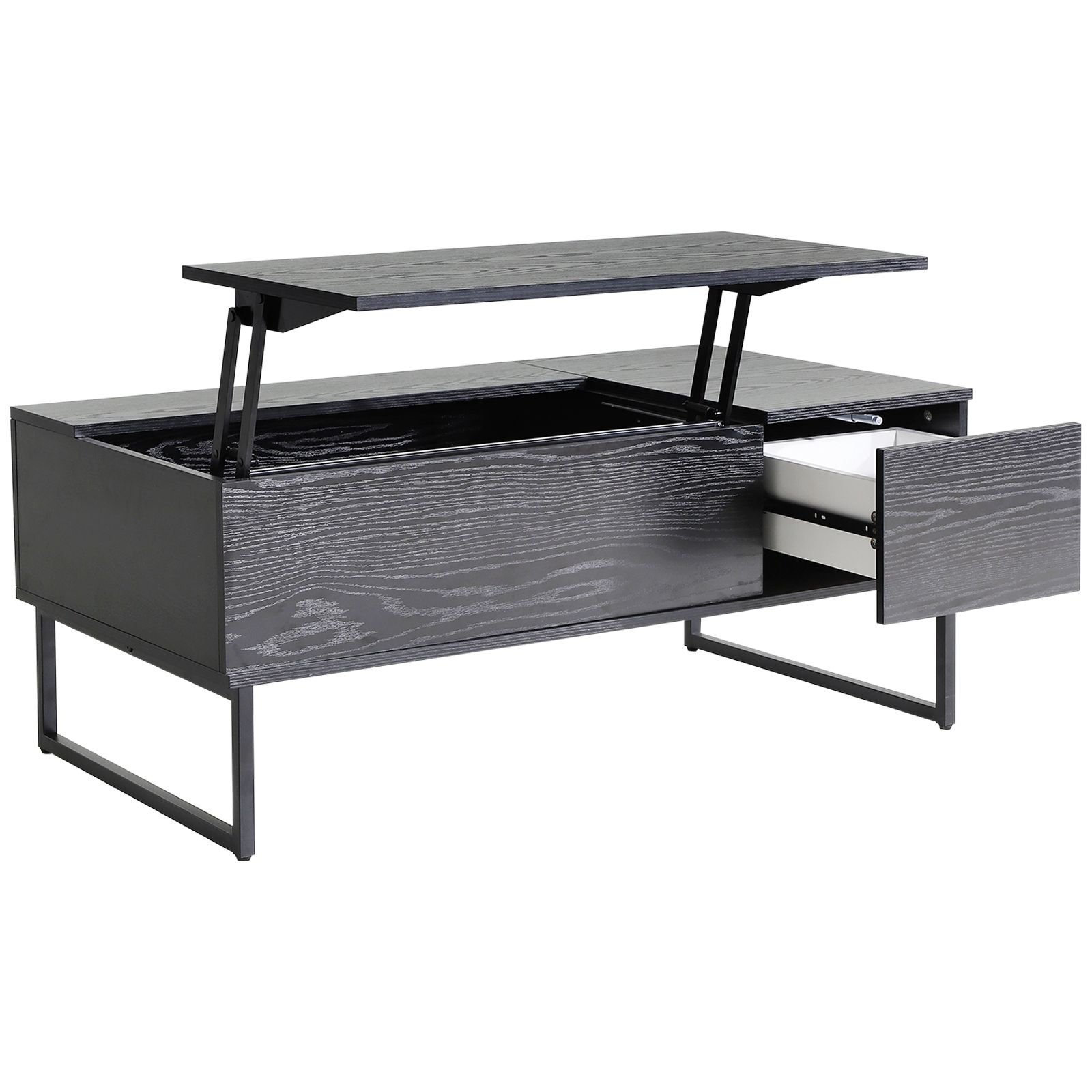 Homcom 43" Modern Lift Top Coffee Table With Hidden In Well Known Black Wood Storage Coffee Tables (View 7 of 20)
