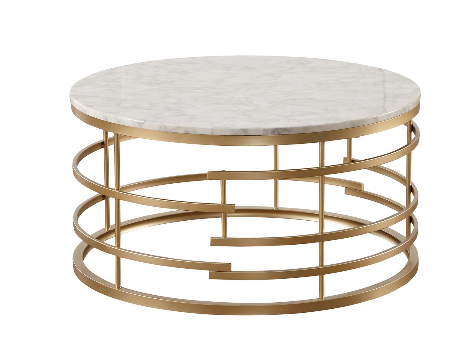 Homelegance Brassica Round Cocktail/coffee Table With Faux Inside Well Known Faux White Marble And Metal Coffee Tables (Gallery 15 of 20)
