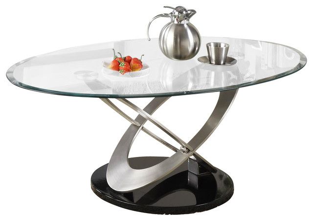 Homelegance Firth Oval Glass Cocktail Table In Chrome And Intended For Most Recent Glass And Pewter Oval Coffee Tables (Gallery 18 of 20)