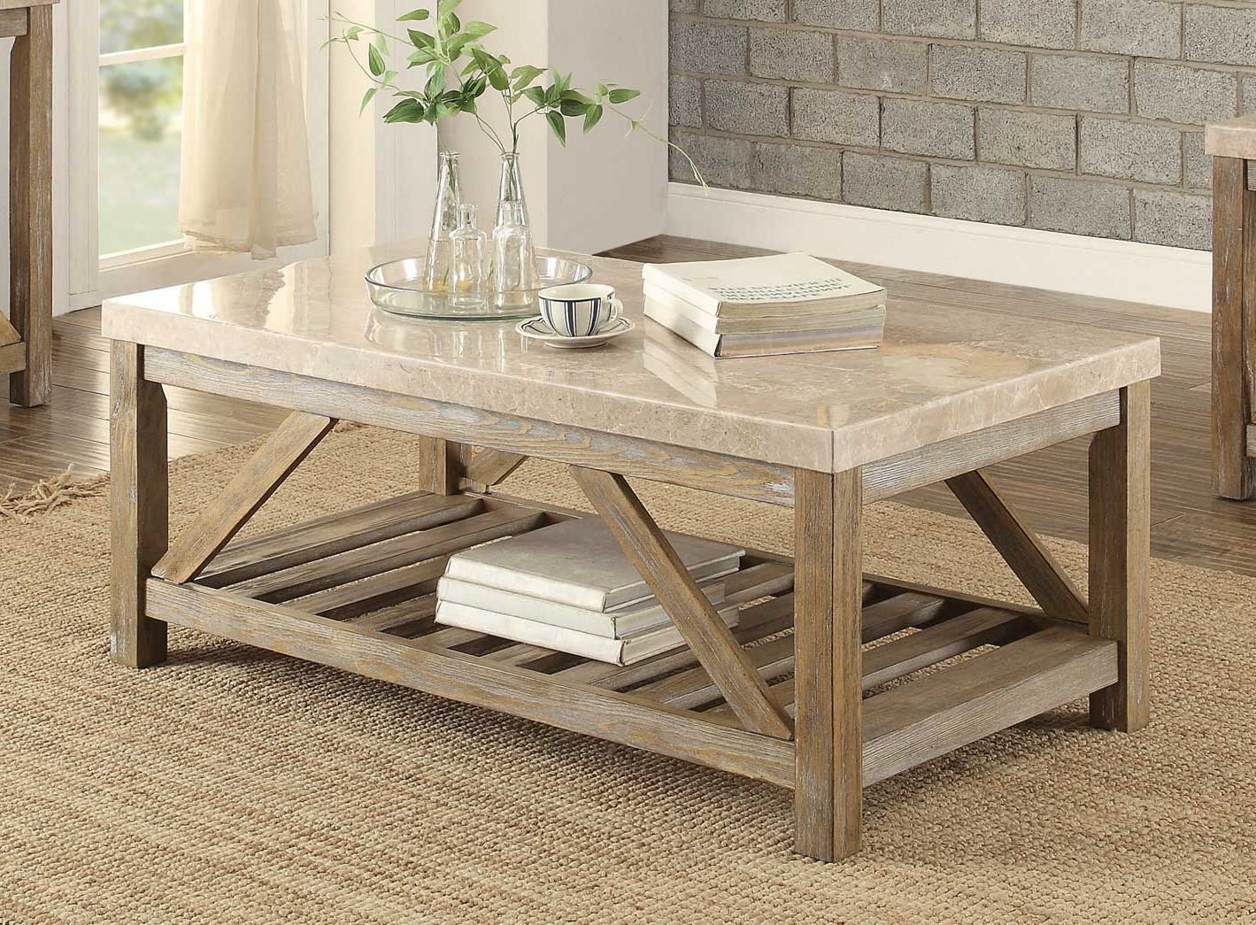 Homelegance Ridley Cocktail/coffee Table Set – Weathered Throughout Newest Square Weathered White Wood Coffee Tables (View 4 of 20)