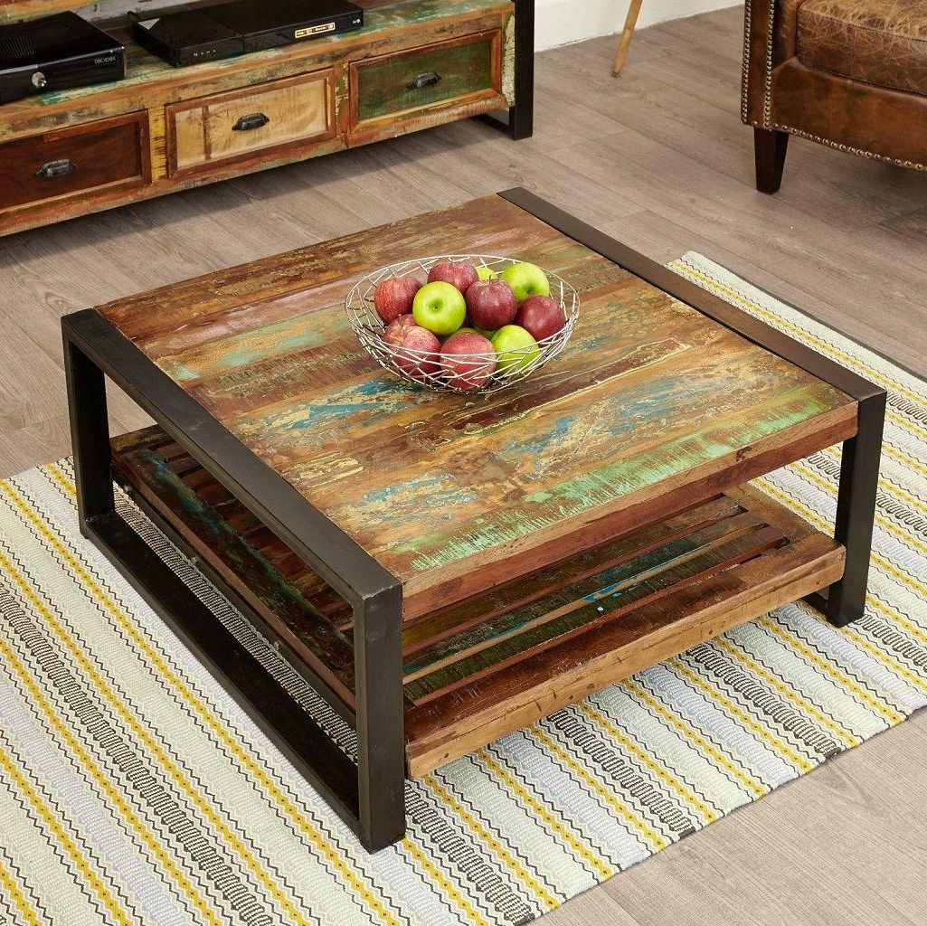 Industrial Chic Square Coffee Table For Most Up To Date Smoke Gray Wood Square Coffee Tables (Gallery 3 of 20)