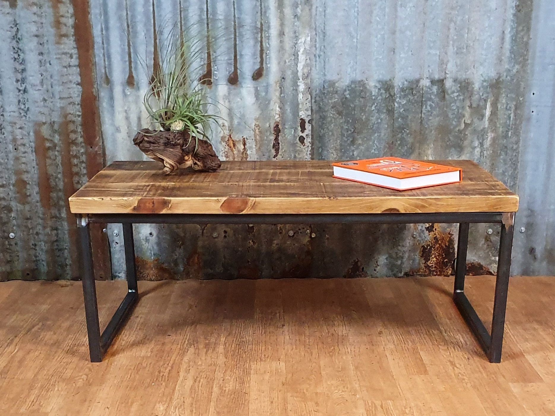 Industrial Reclaimed Calia Style Coffee Table, Solid Wood Pertaining To Well Known Metal And Oak Coffee Tables (View 9 of 20)
