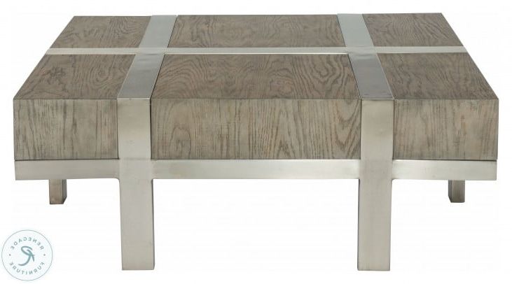Interiors Casegoods Rustic Gray And Tarnished Nickel Leigh Within Most Current Gray Wood Veneer Cocktail Tables (View 6 of 20)