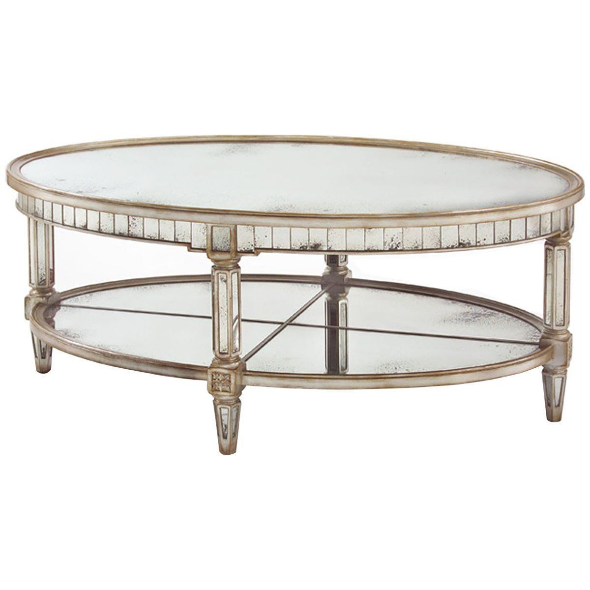 John Richard Parisian Silver Keswick Oval Cocktail Table Throughout Best And Newest Silver Mirror And Chrome Coffee Tables (Gallery 19 of 20)