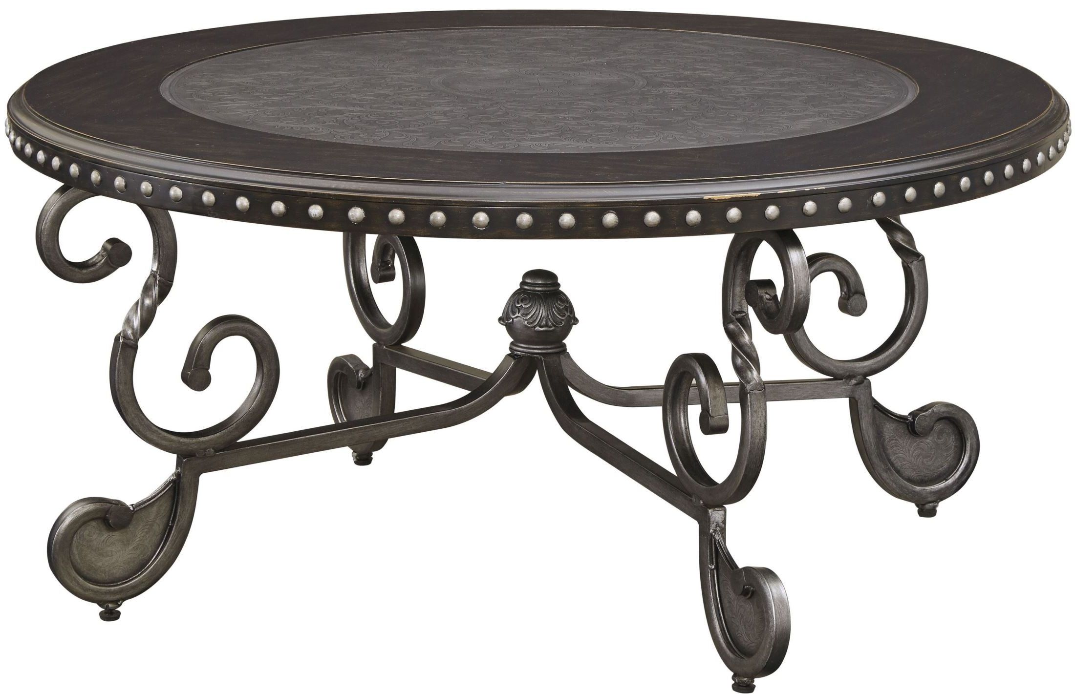Jonidell Black Round Cocktail Table From Ashley (t582 8 Pertaining To Newest Dark Coffee Bean Cocktail Tables (View 11 of 20)