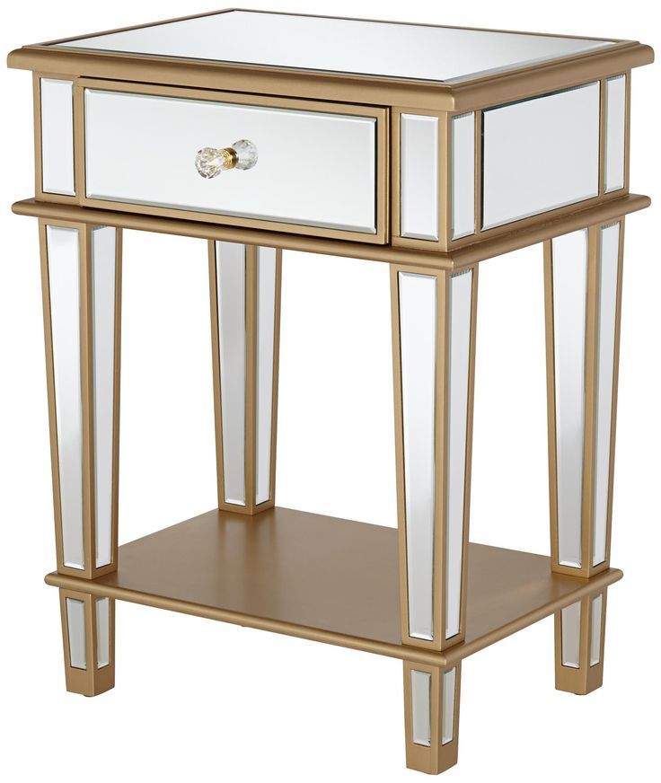 Joslyn 1 Drawer Gold Mirrored End Table – #8c911 (Gallery 9 of 20)