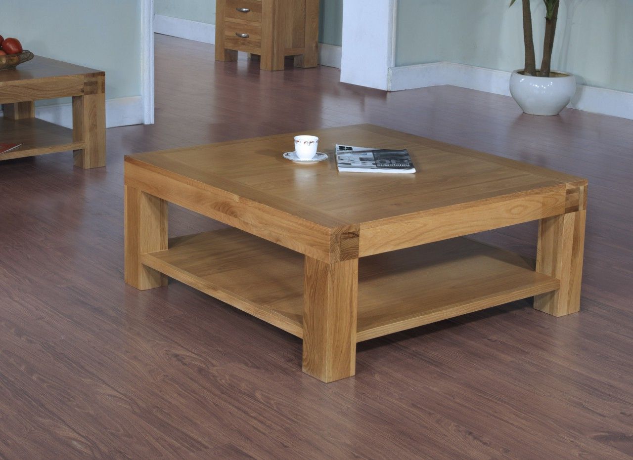 Langton Solid Contemporary Oak Furniture Square Coffee In Newest 1 Shelf Square Coffee Tables (View 3 of 20)
