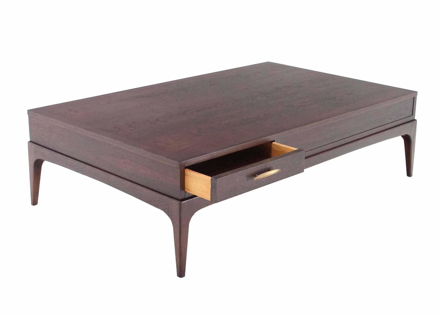 Large Rectangle One Drawer Walnut Coffee Table For Sale At Within Well Known Walnut And Gold Rectangular Coffee Tables (View 11 of 20)