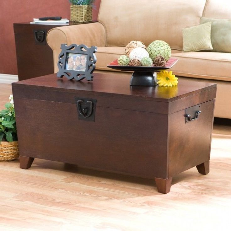 Large Storage Trunk Chest Wood Home Decor Coffee Table Within Fashionable Walnut Wood Storage Trunk Cocktail Tables (Gallery 12 of 20)
