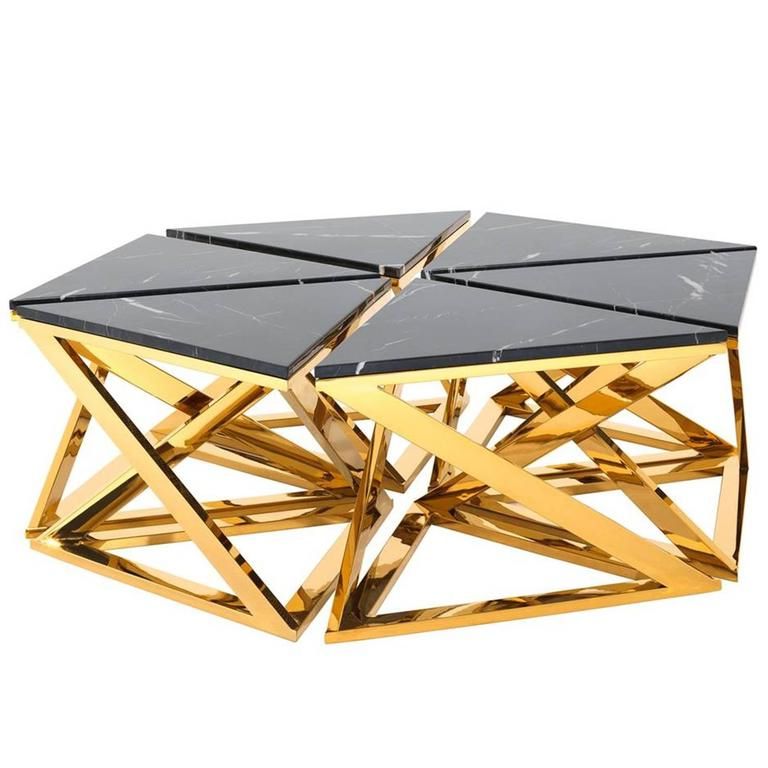 Latest Black And Gold Coffee Tables Within Ellipse Coffee Table Set Of Six Table In Gold Finish With (View 18 of 20)