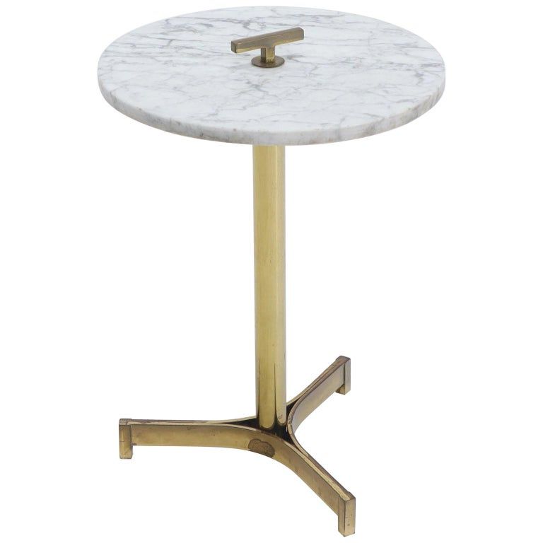 Latest Coffee Tables With Tripod Legs Pertaining To Round Marble Top Tripod Brass Base Legs Occasional Butler (View 8 of 20)