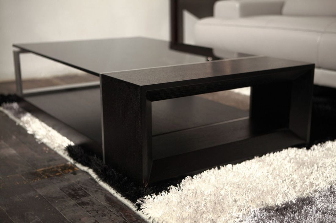 Latest Espresso Wood And Glass Top Coffee Tables Inside Contemporary Coffee Table With Black Glass Top El Monte (View 14 of 20)