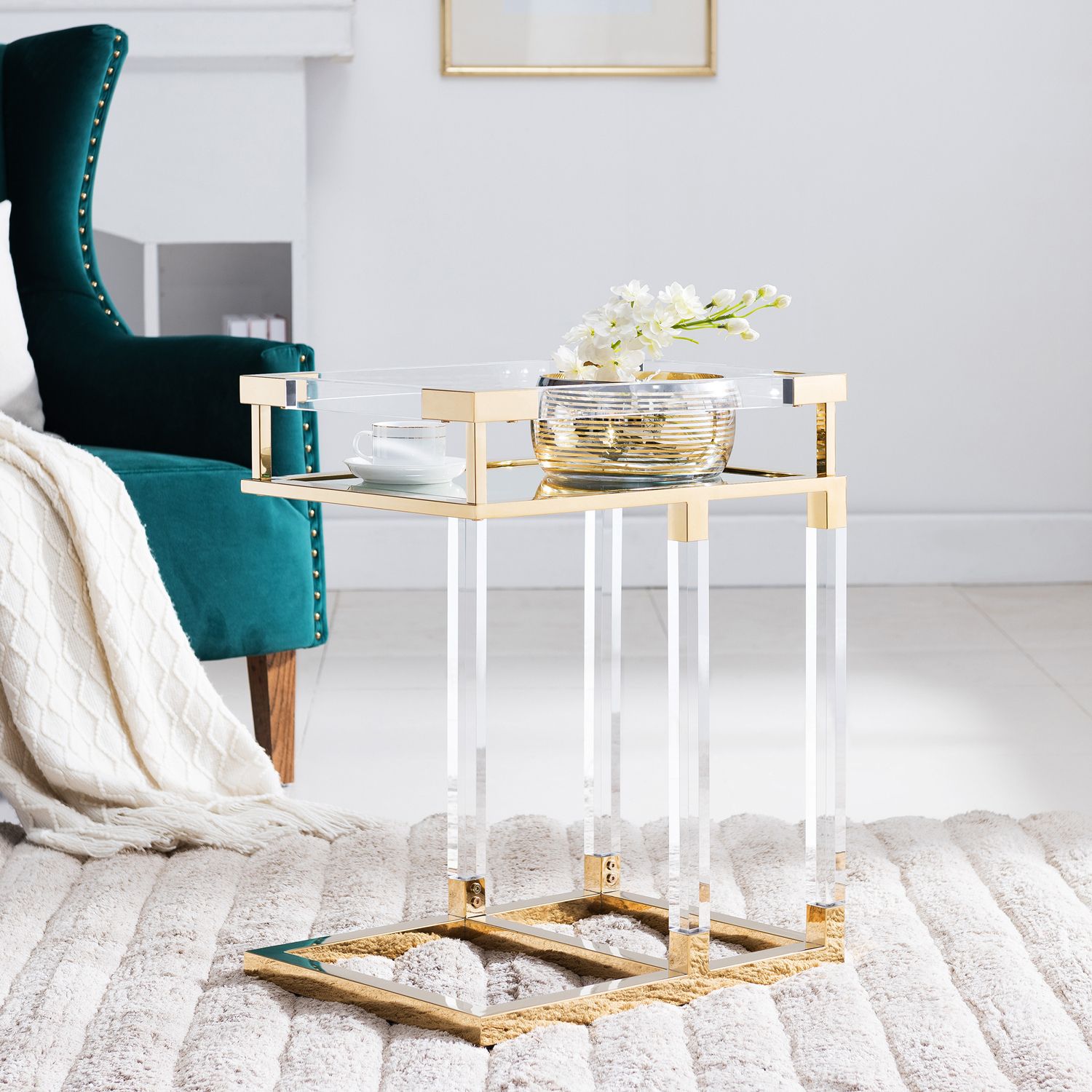 Featured Photo of 2024 Latest Gold and Clear Acrylic Side Tables