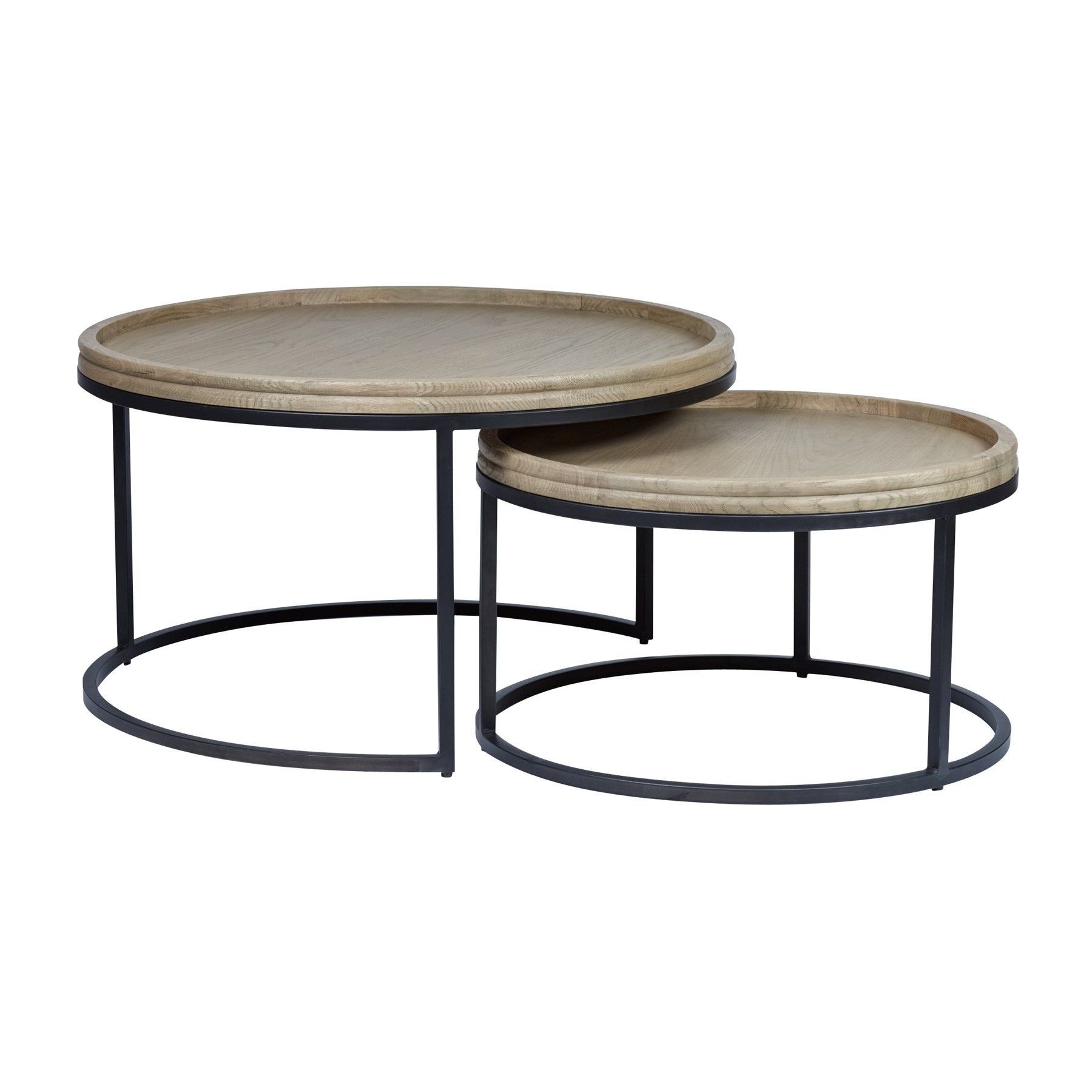 Latest Metal And Oak Coffee Tables For Alessandro 2 Piece Oak Topped Metal Round Nesting Coffee (View 13 of 20)