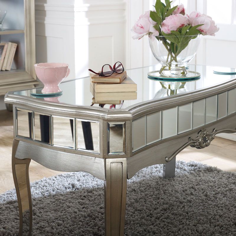 Latest Mirrored Modern Coffee Tables In Antique Silver Mirrored Coffee Table – Tiffany Range (View 4 of 20)