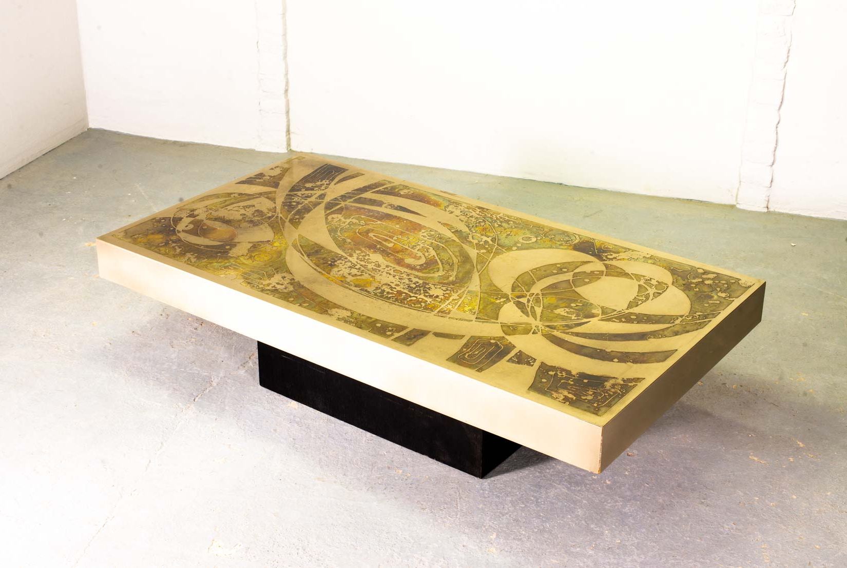 Latest Oxidized Coffee Tables Intended For Large Mid Century Design Etched & Oxidized Coffee Table (View 12 of 20)