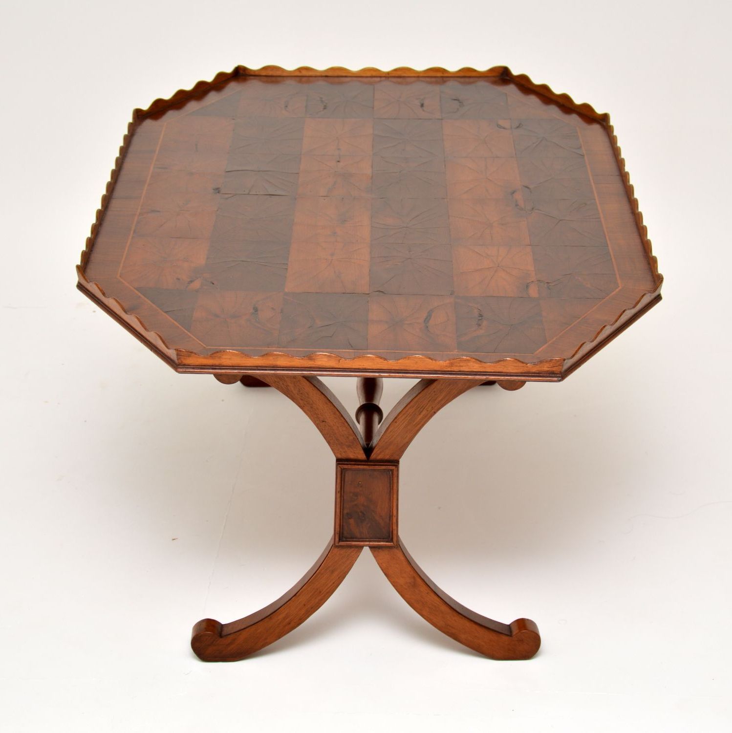 Latest Wood Veneer Coffee Tables In Antique Yew Wood Oyster Veneer Coffee Table – Marylebone (View 1 of 20)