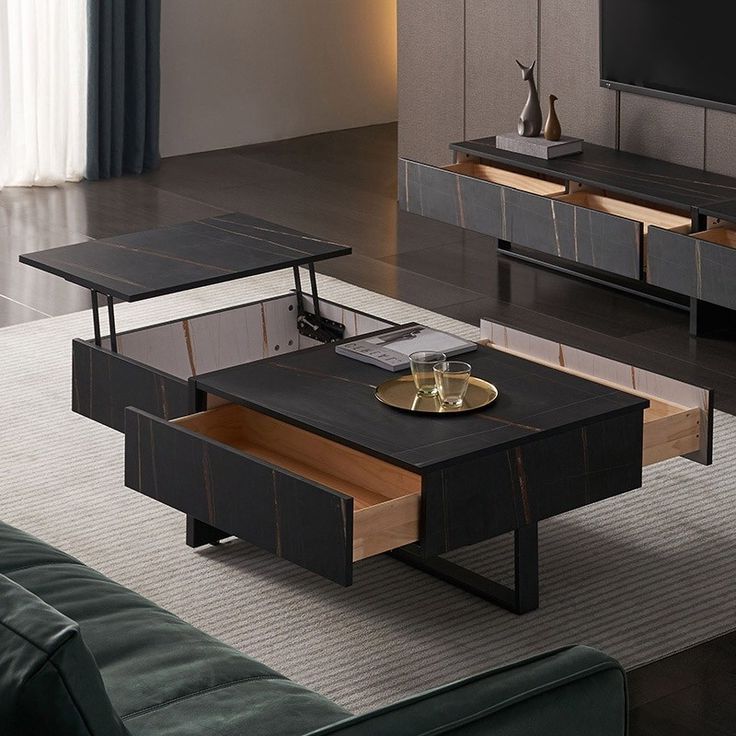Lift Top Coffee Table With Storage Modern Square Coffee For 2019 Black Wood Storage Coffee Tables (Gallery 9 of 20)