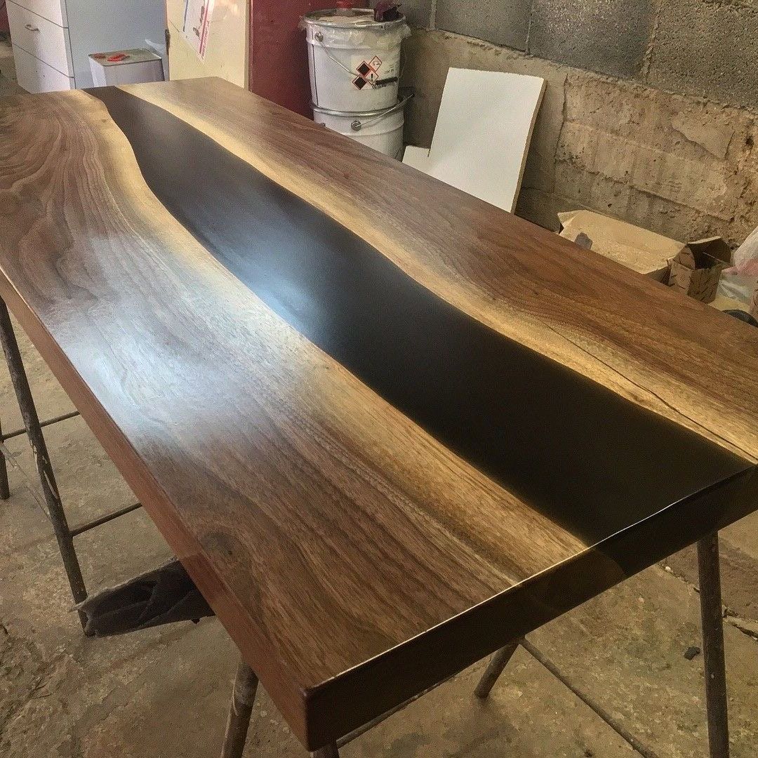 Live Edge Black Walnut Epoxy Resin Coffee Table, Casted Pertaining To 2020 Walnut Coffee Tables (View 16 of 20)
