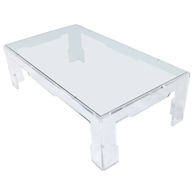 Long Mid Century Modern Rectangular Lucite Coffee Table At Regarding Well Known Acrylic Modern Coffee Tables (View 11 of 20)