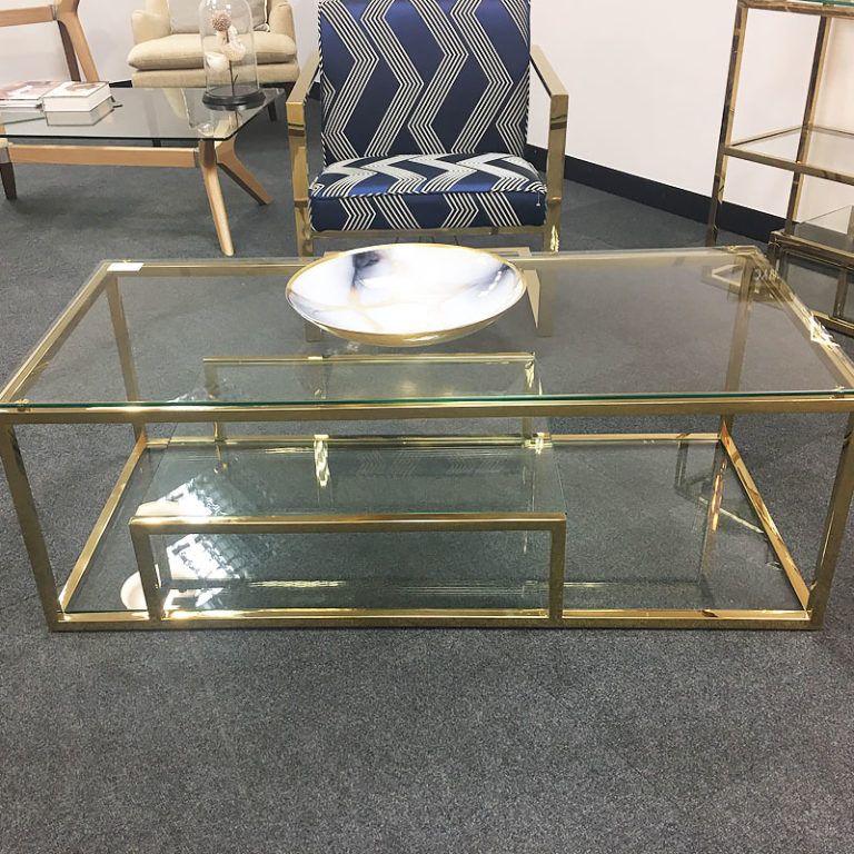 Lucia Gold Glass Multi Shelf Coffee Table (View 16 of 20)