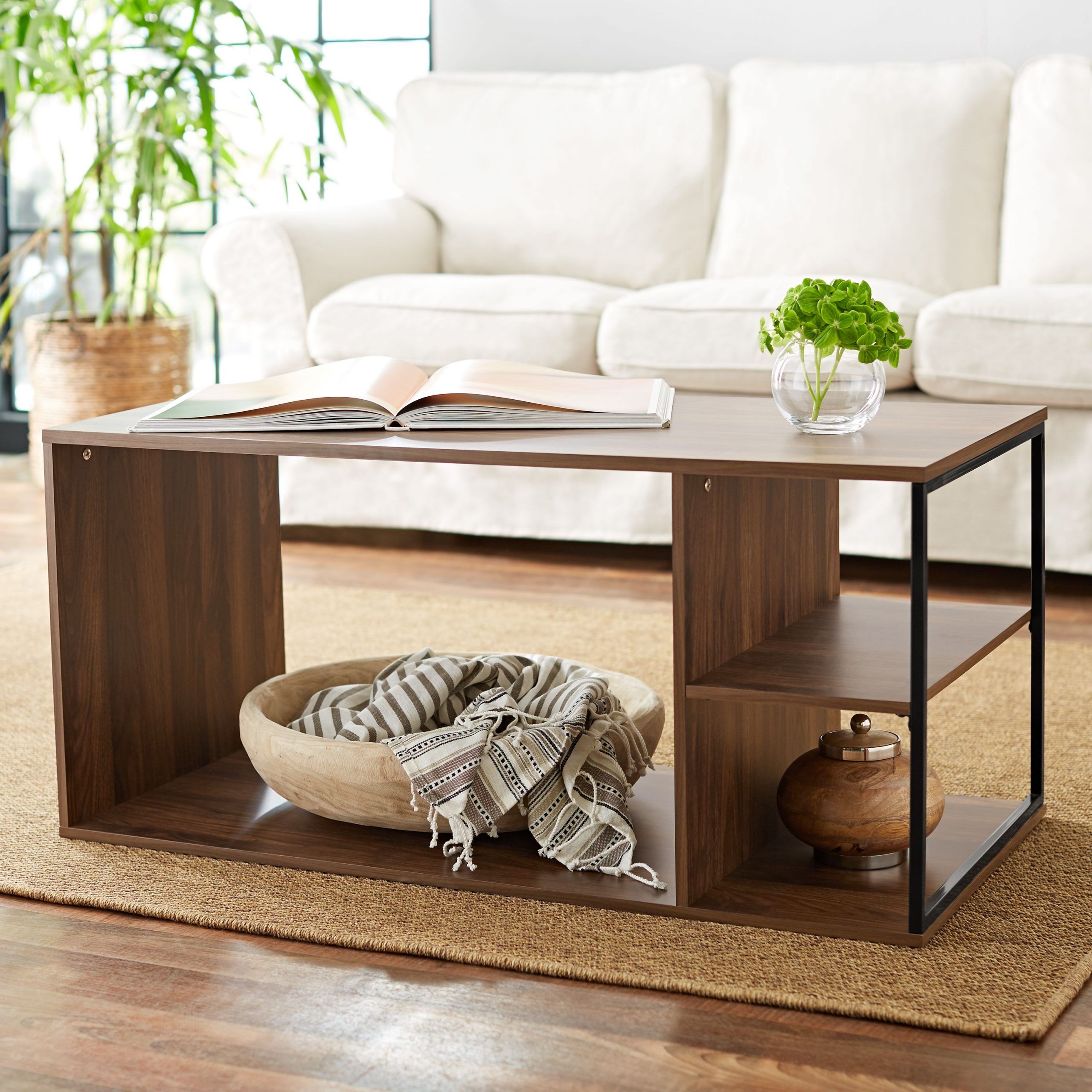 Mainstays Kalla Wood And Metal Coffee Table – Walmart For Best And Newest Espresso Wood Storage Coffee Tables (View 2 of 20)