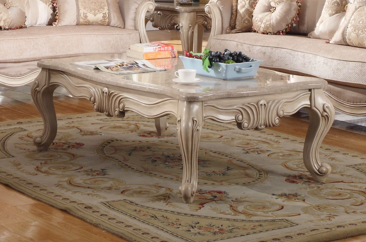 Marseille French Provincial Marble Top Coffee Table In With Regard To Newest Ecru And Otter Coffee Tables (Gallery 17 of 20)