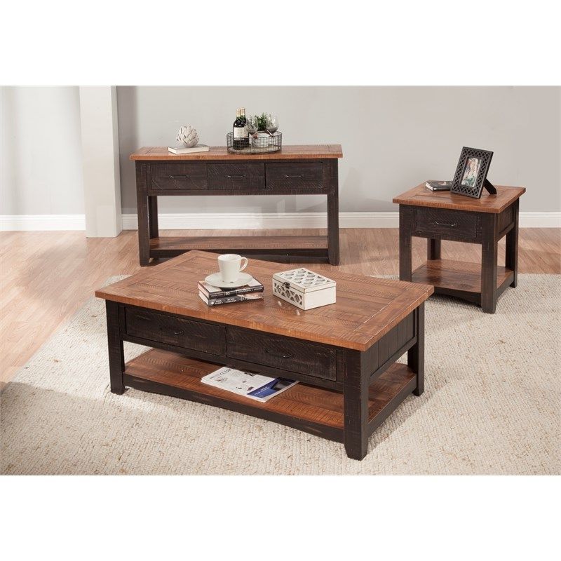 Martin Svensson Home Rustic Wood 2 Drawer Coffee Table Intended For Well Liked 2 Drawer Coffee Tables (View 10 of 20)