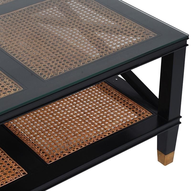 Melbourne Black Rattan & Glass Square Coffee Table Inside Most Recent Square Matte Black Coffee Tables (Gallery 13 of 20)