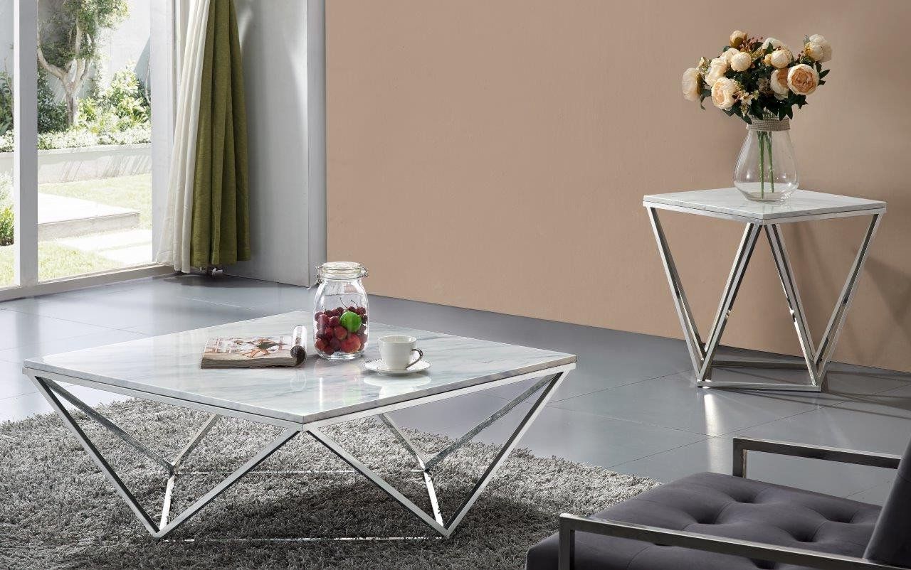 Meridian 244e Skyler Series Contemporary Metal Square None With Regard To Well Known Geometric Glass Modern Coffee Tables (Gallery 9 of 20)