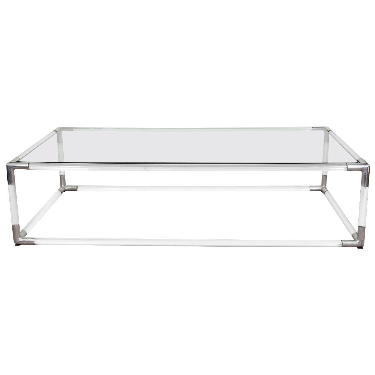 Mid Century Lucite And Chrome Rectangular Coffee Table W With Most Recently Released Chrome And Glass Rectangular Coffee Tables (View 12 of 20)
