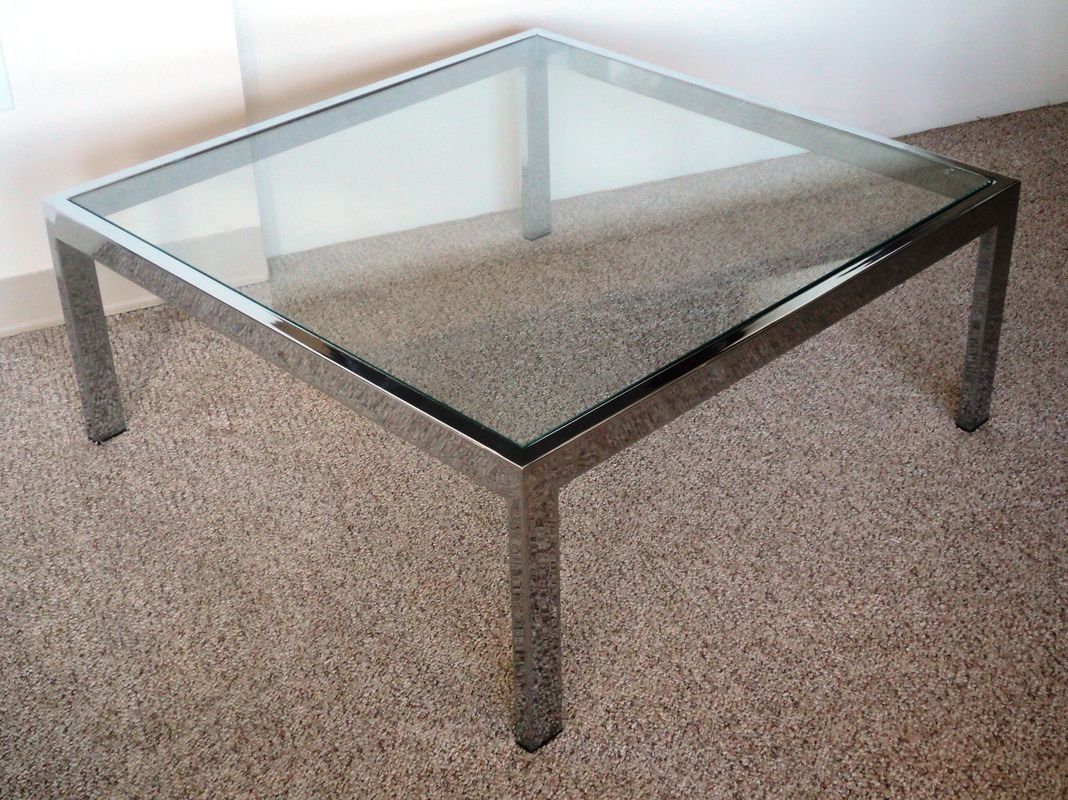 Mid Century Modern Chrome & Glass Coffee Table With Regard To Current Glass And Chrome Cocktail Tables (Gallery 5 of 20)