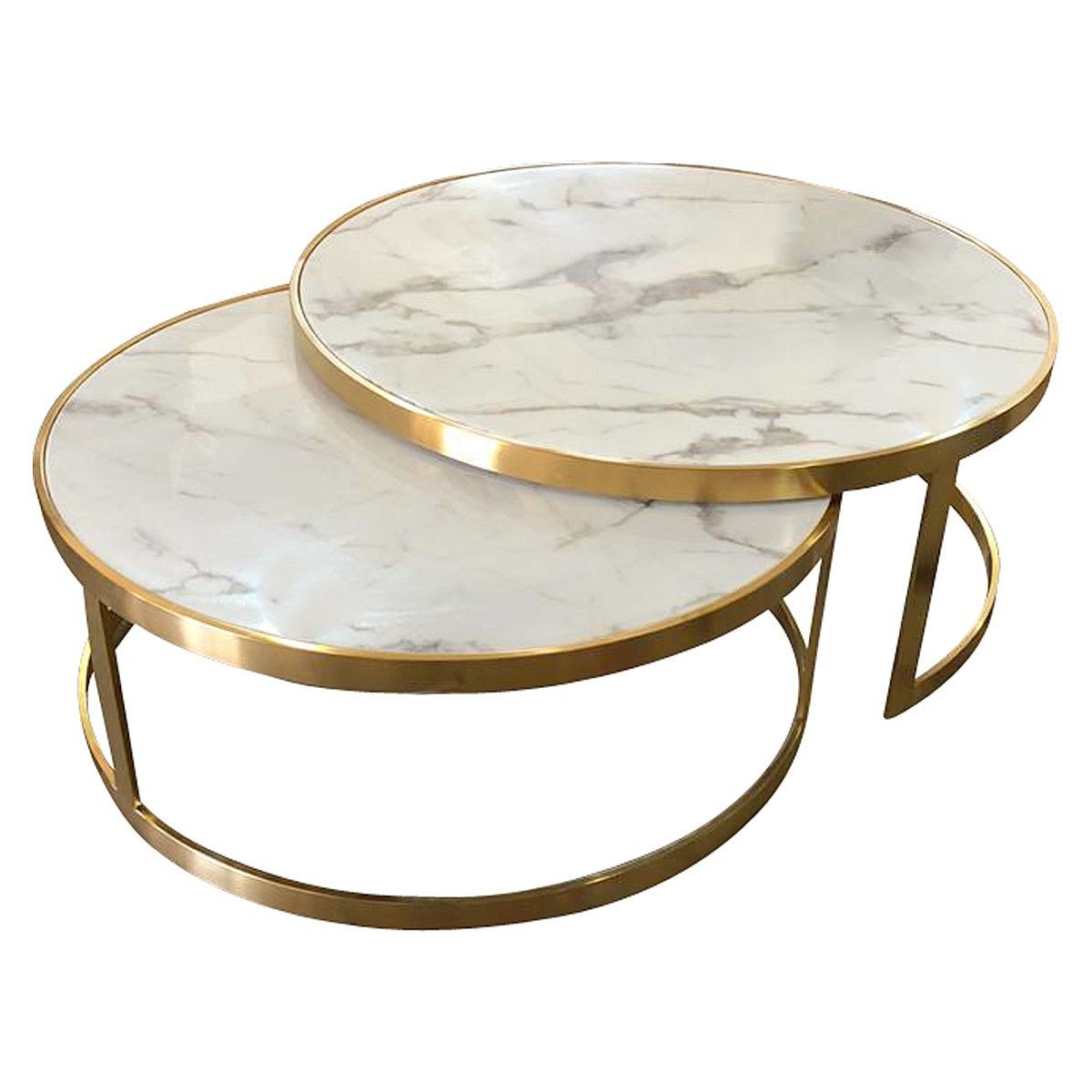 Mirabello 2 Piece Faux Marble Topped Metal Round Nesting Intended For 2020 2 Piece Modern Nesting Coffee Tables (View 16 of 20)