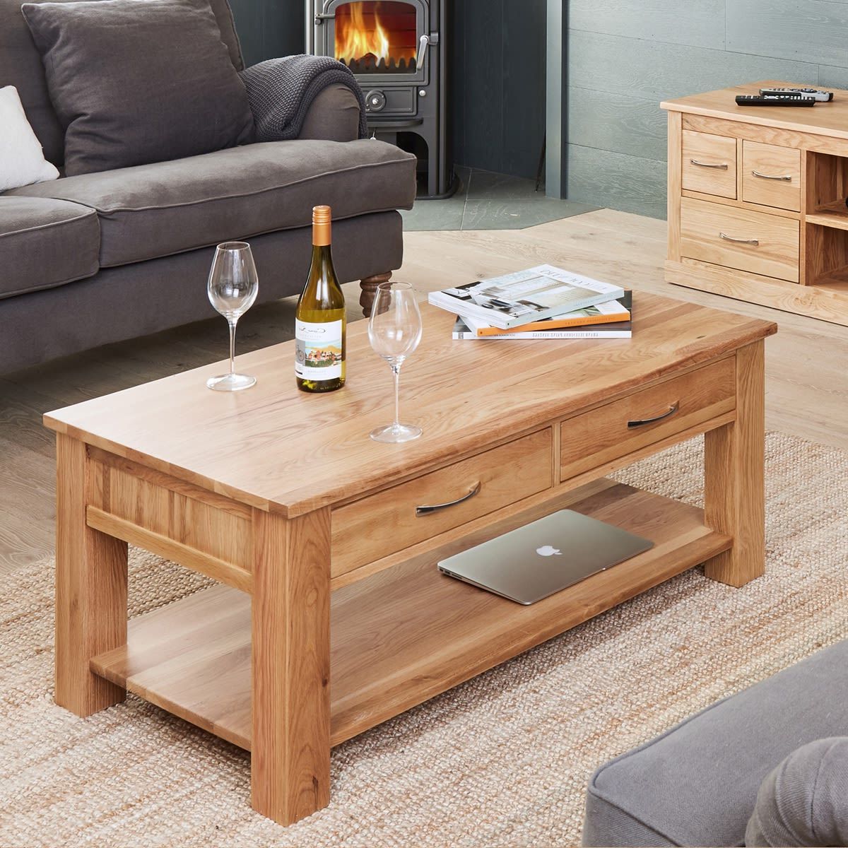 Mobel Oak Four Drawer Coffee Table Was £420.00 Now £ (View 2 of 20)