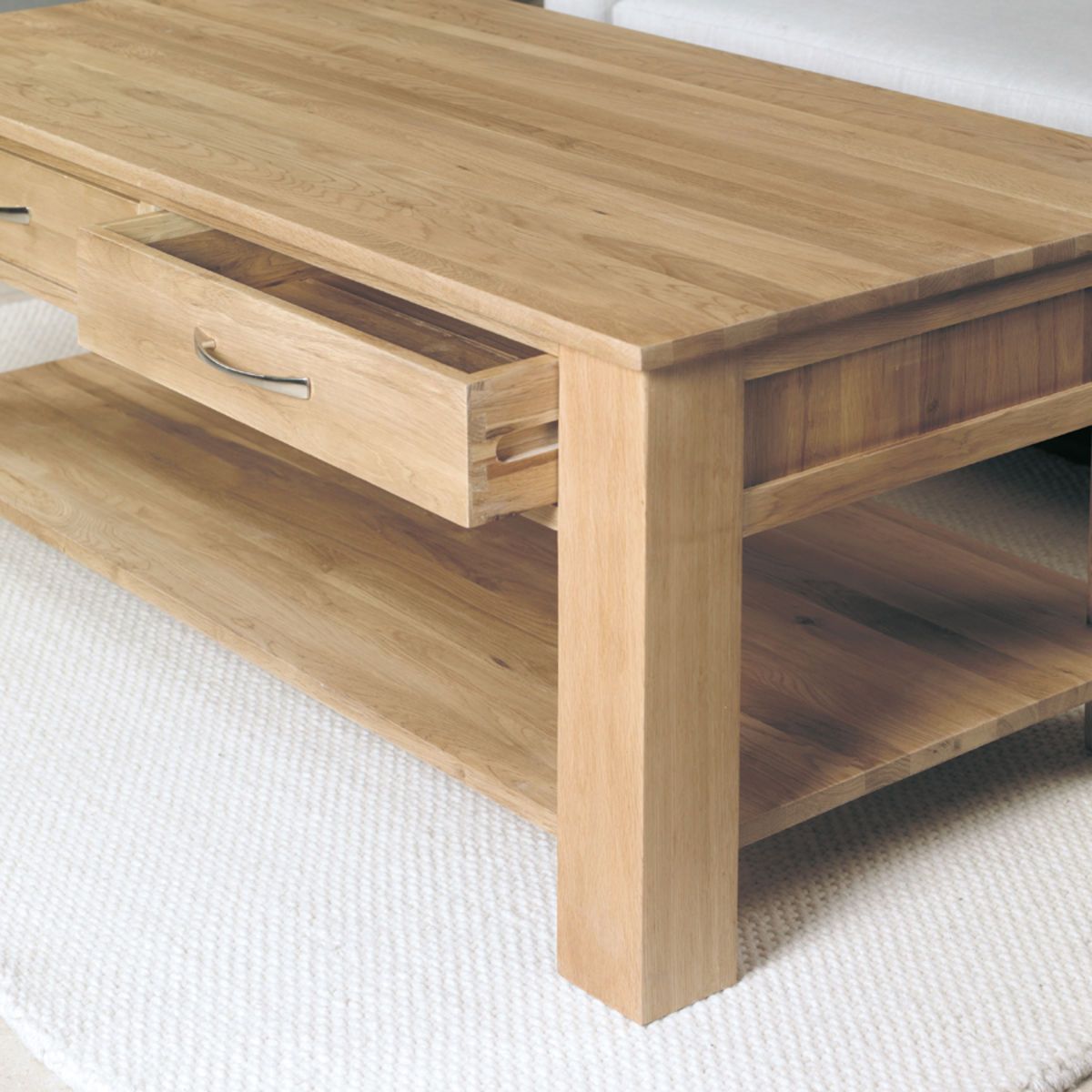 Mobel Oak Four Drawer Coffee Table Was £420.00 Now £ (View 10 of 20)
