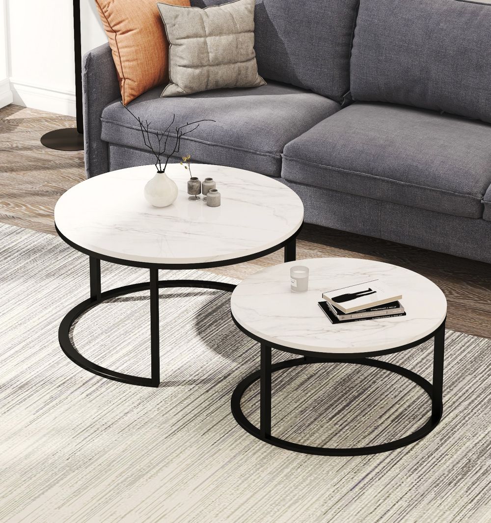 Modern Minimalist Design Round Nesting Coffee Table With For Most Recent Marble Coffee Tables Set Of 2 (Gallery 4 of 20)