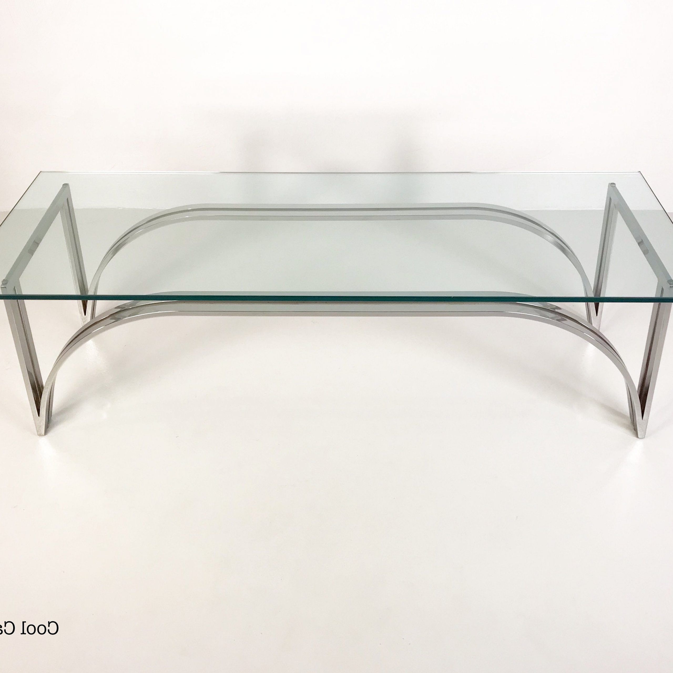 Modern Rectangular Chrome Glass Top Coffee Table, Circa For Most Current Chrome And Glass Rectangular Coffee Tables (View 3 of 20)